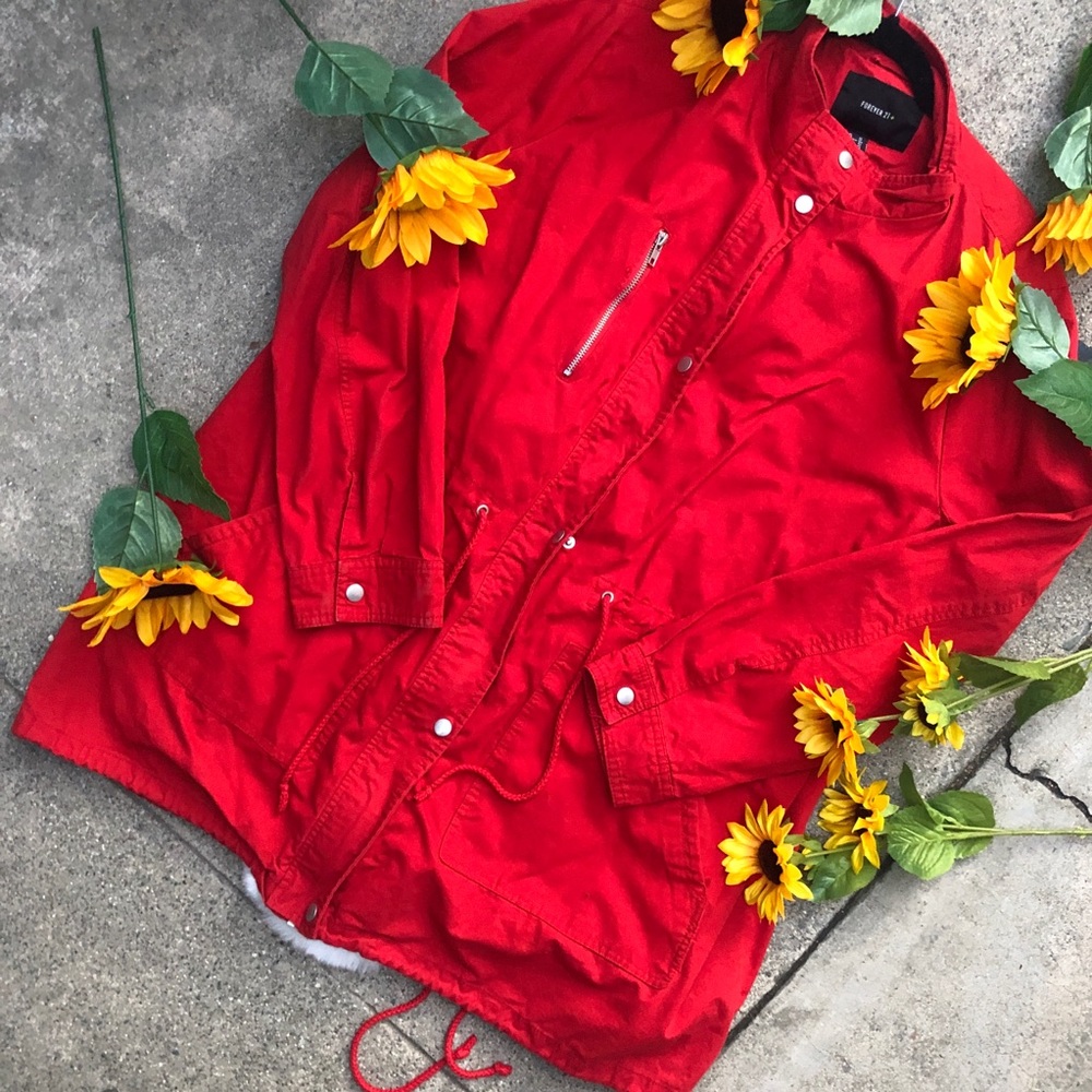 Forever 21 Plus Red Utility Jacket